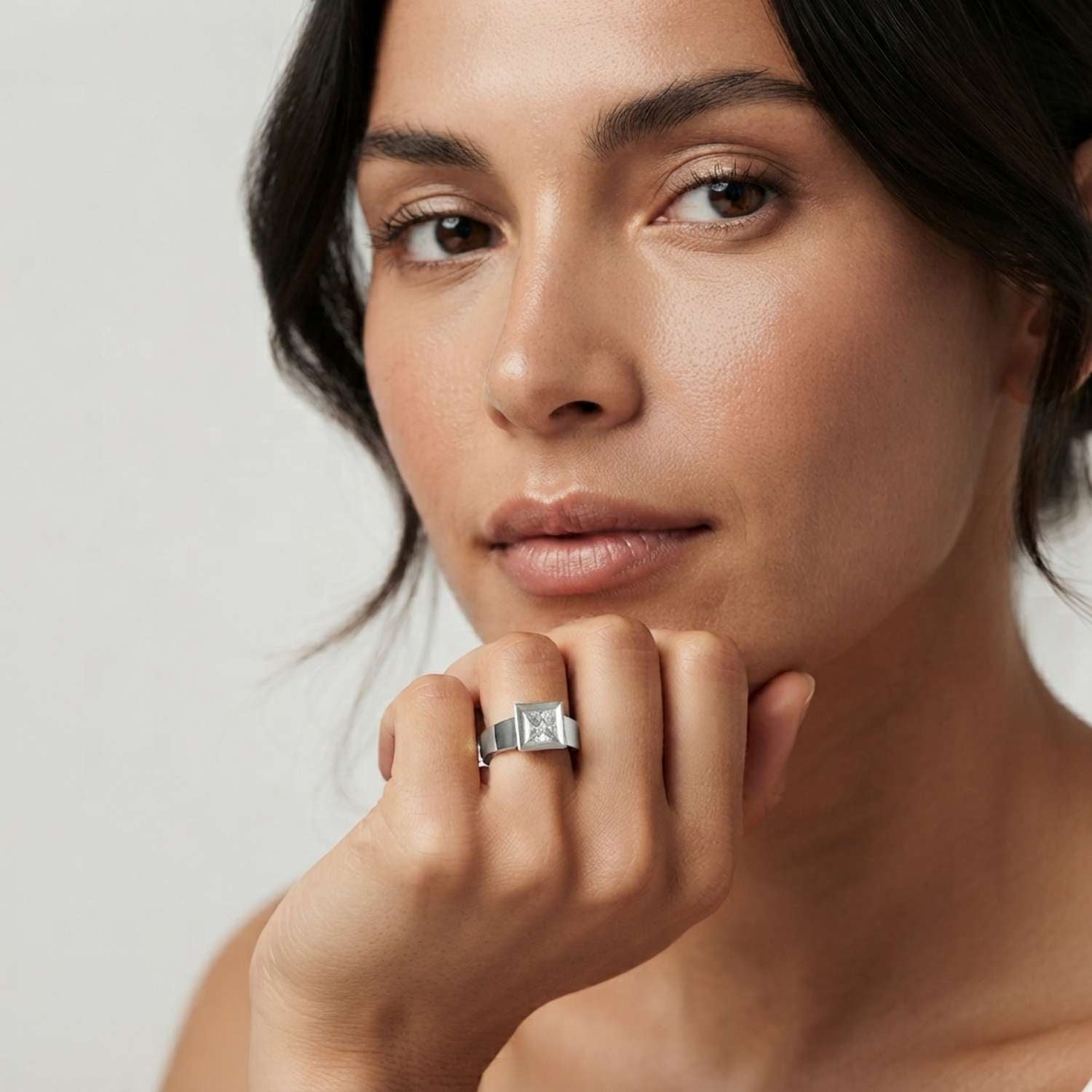 IGI Lab Grown Princess Cut Diamond Bezel Engagement Ring Valentines Gift