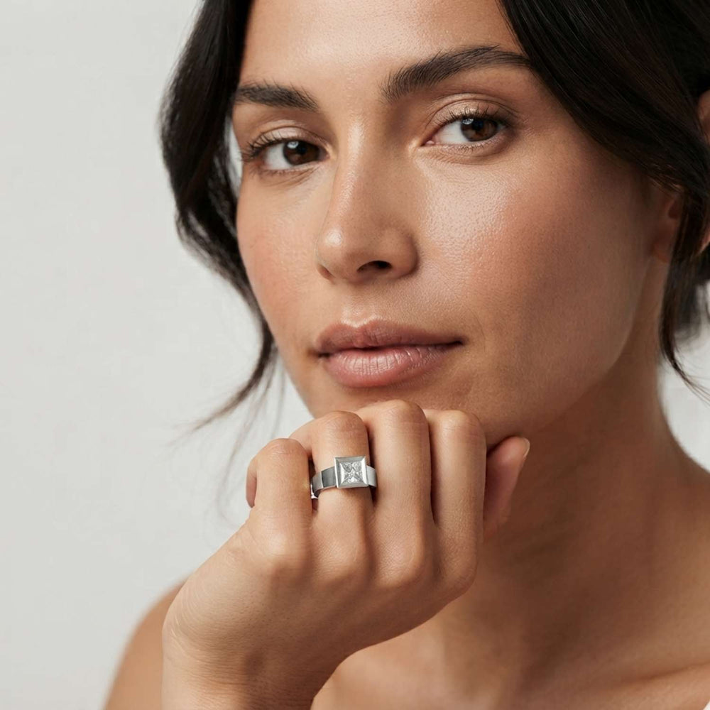 IGI Lab Grown Princess Cut Diamond Bezel Engagement Ring Valentines Gift