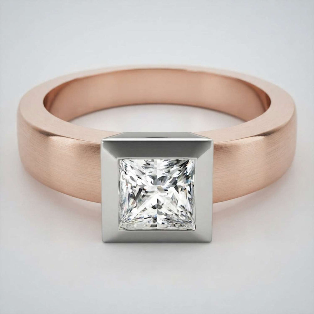 IGI Lab Grown Princess Cut Diamond Bezel Engagement Ring Wedding Gift