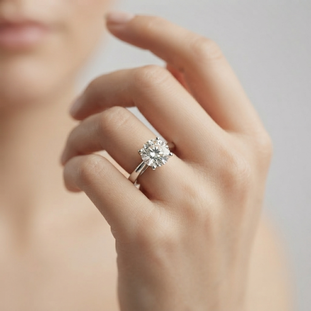 IGI Lab Grown Round Cut Diamond Solitaire Engagement Ring Proposal Gift