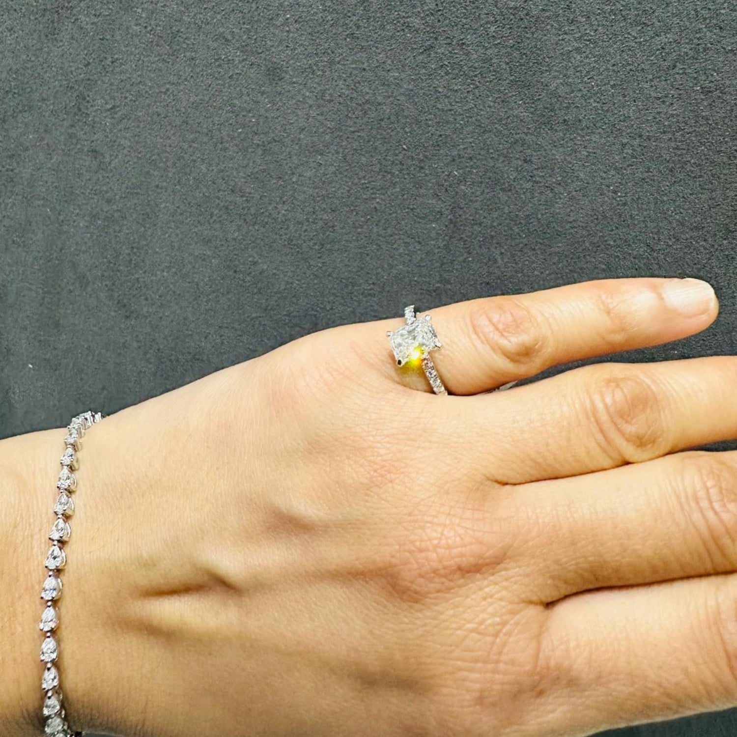 IGI Certified Solitaire Radiant Cut Lab Grown Diamond Engagement Ring 9K White Gold  