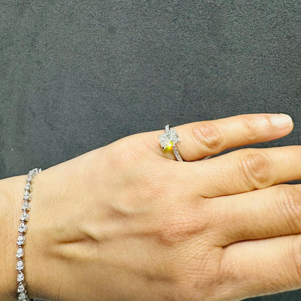 IGI Certified Solitaire Radiant Cut Lab Grown Diamond Engagement Ring 9K White Gold  