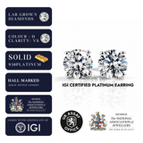 1.00 Carat Platinum Lab Grown Diamond Stud Earring