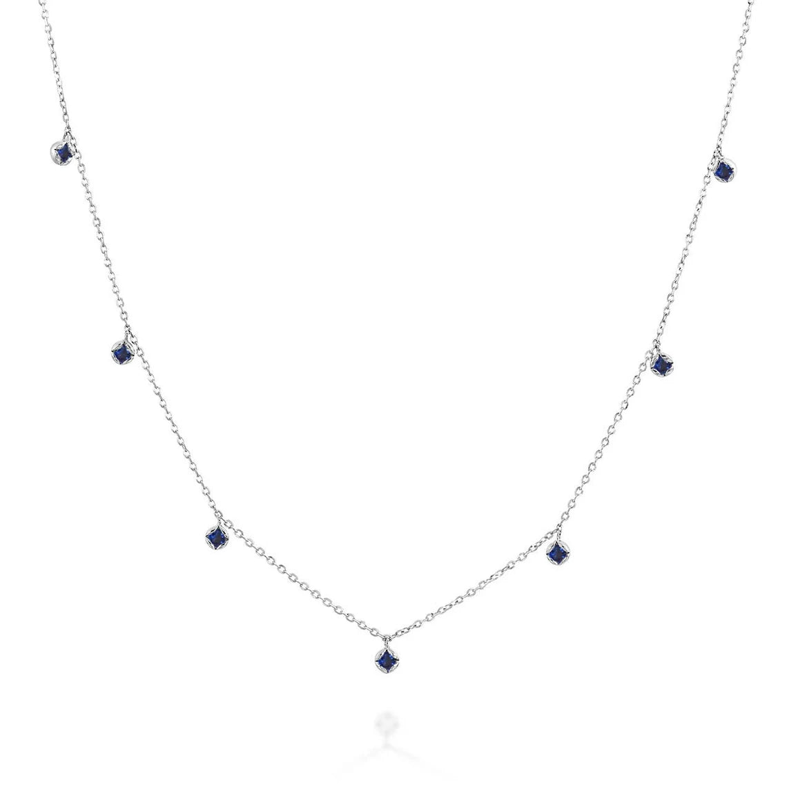 Round Shape Blue Sapphire Stone Necklace