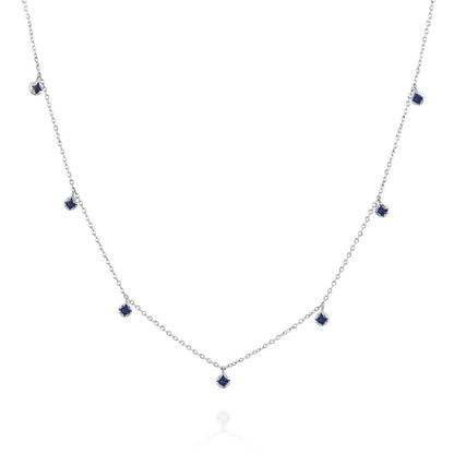 Round Shape Blue Sapphire Stone Necklace