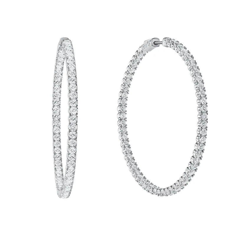 1.50ct Diamond Hoop Earrings H/Si In 18K White Gold