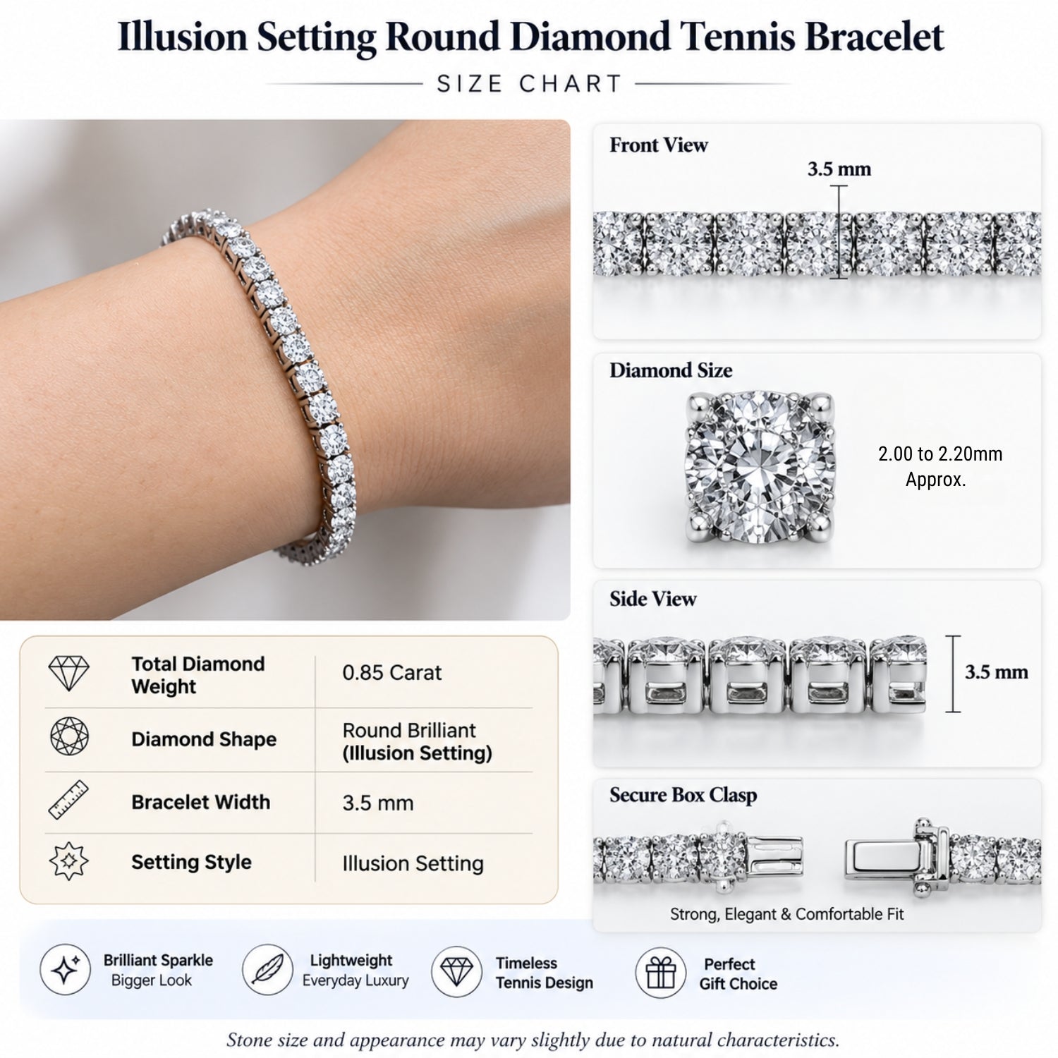 Lab Grown Diamond Illusion Set Tennis Bracelet in 925 Sterling Silver