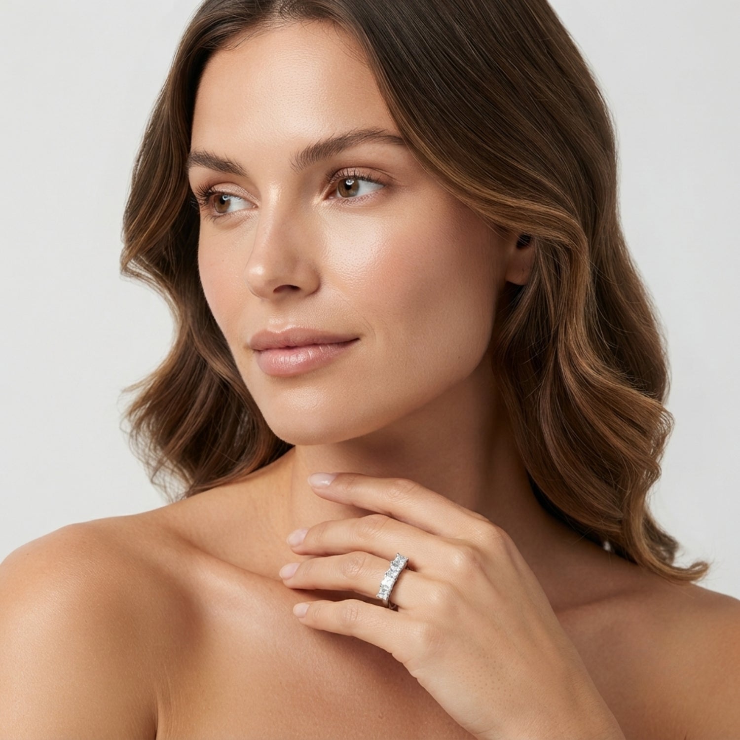 Lab-Grown Diamond Prong Princess Cut 5-Stone Diamond Ring