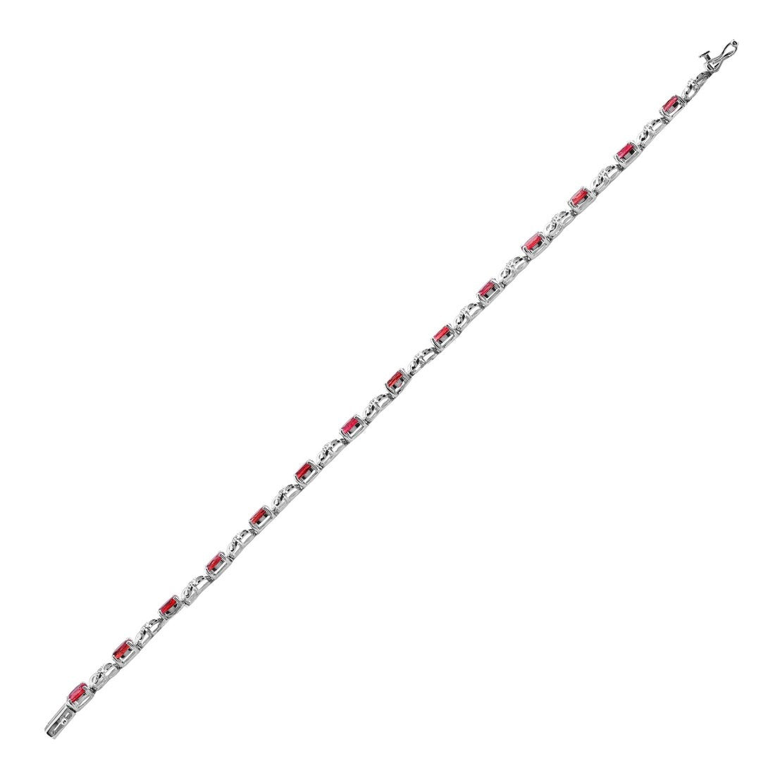18K White Gold Ruby & Diamond Infinity Link Bracelet with Prong-Set Diamonds