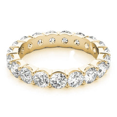 Round Cut Natural Diamond Full Eternity Wedding Band Set in 9K Yellow Gold | Prong Set