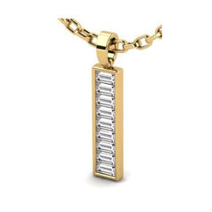14K Yellow Gold Natural Baguette Cut Cluster Diamond Pendant in Channel Set