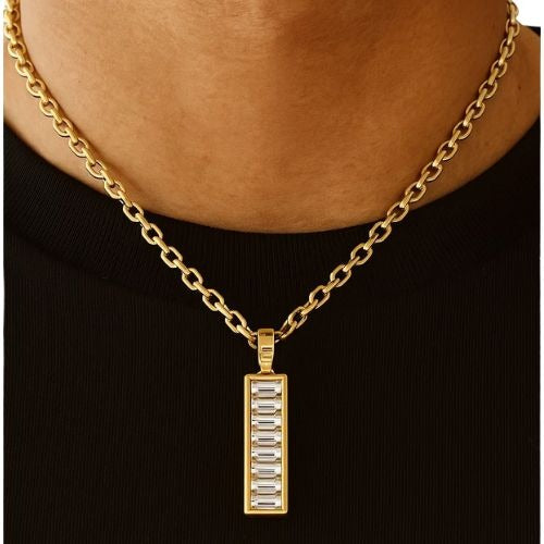 Anhänger aus 14-karätigem Gelbgold mit natürlichen Baguette-Diamanten in Kanalfassung