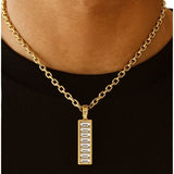 Anhänger aus 14-karätigem Gelbgold mit natürlichen Baguette-Diamanten in Kanalfassung