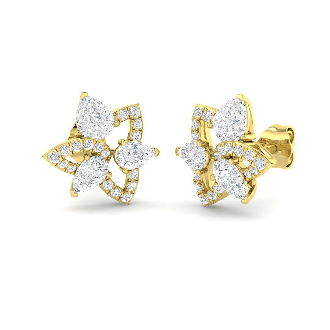 1.49ct Lab Diamond Pear Cut Stud Earrings in 9K Yellow Gold