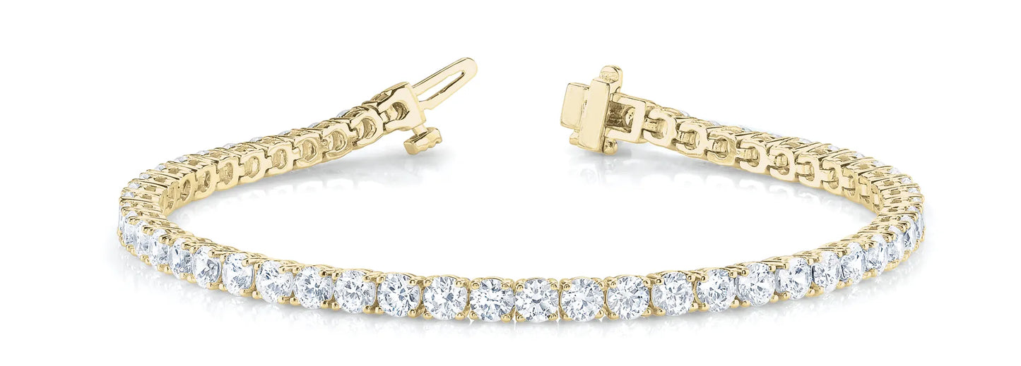 Round Cut Lab Grown Diamond Tennis Bracelet in Gold and Platinum, Luxury Bracelet for Women