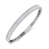 18K Yellow Gold Round Cut Lab Grown Prong Set Diamond Bangle with Hinged Lock