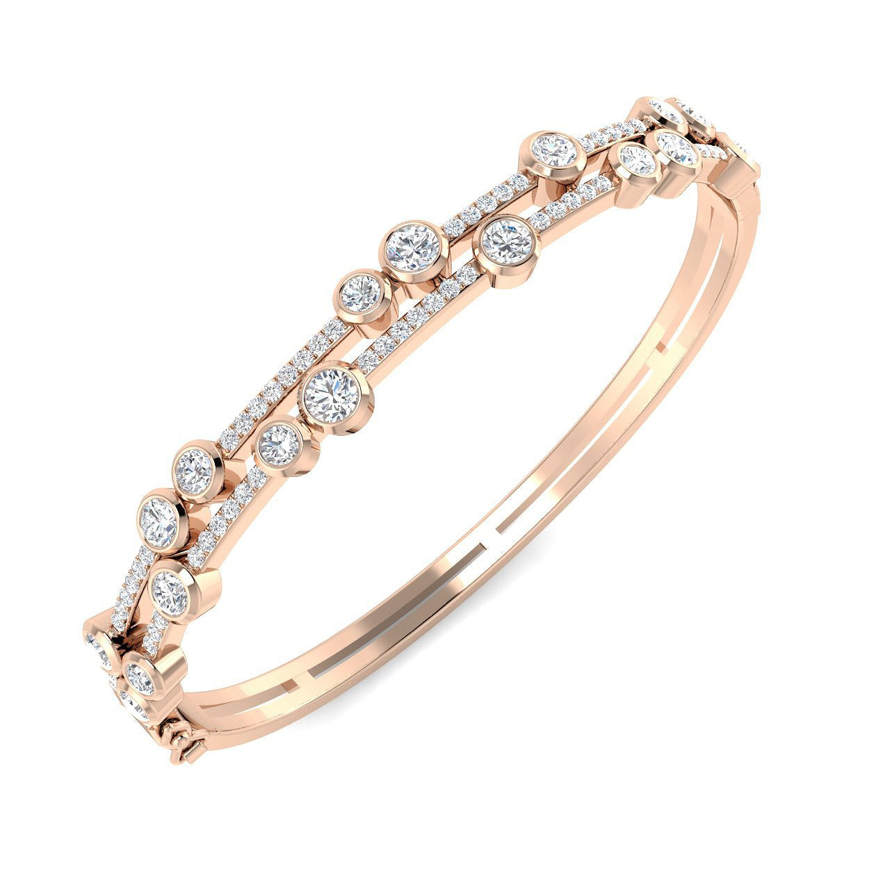 Clover Diamant-Kettenarmband mit Lünetten- und Pavé-Fassung aus Naturdiamanten in Platin
