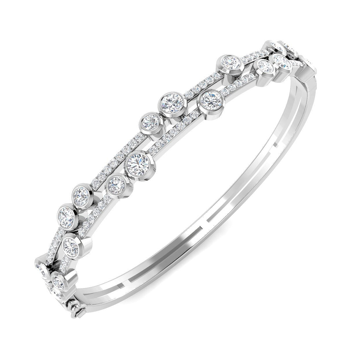Clover Diamant-Kettenarmband mit Lünetten- und Pavé-Fassung aus Naturdiamanten in Platin