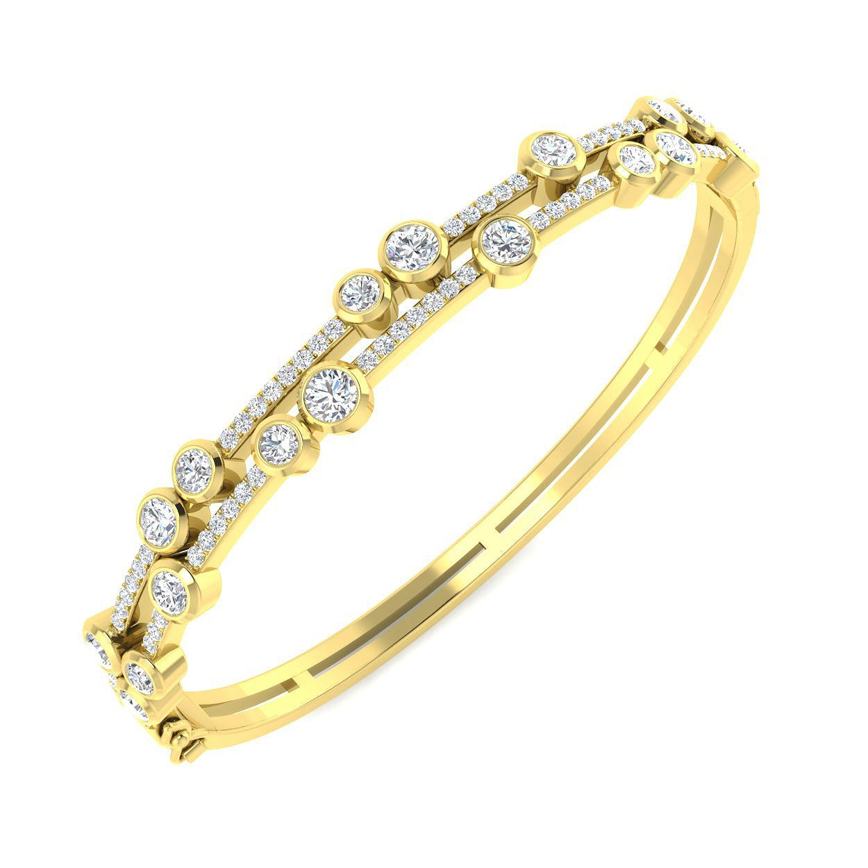 Clover Diamant-Kettenarmband mit Lünetten- und Pavé-Fassung aus Naturdiamanten in Platin