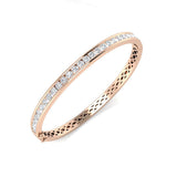 Natural Round Channel Set Diamond Bangle in 9K Yellow Gold with Hinged Box Clasp