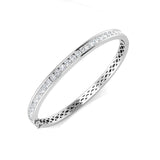 Natural Round Channel Set Diamond Bangle in 9K Yellow Gold with Hinged Box Clasp