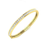 Natural Diamond Channel Set Half Eternity Bangle in 18K Yellow Gold with Hinged Lock