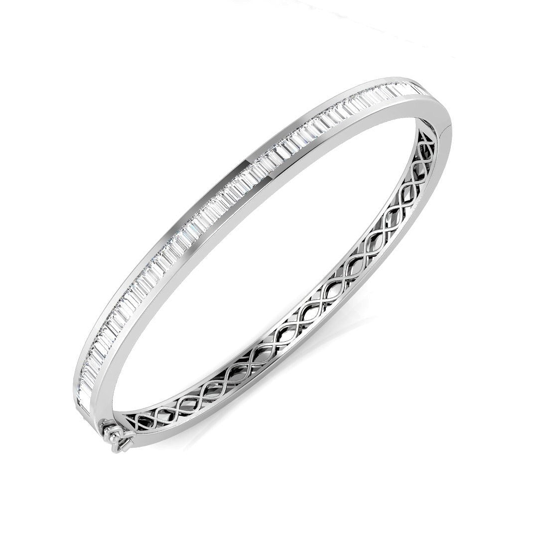Lab Grown Diamond Bangle, Platinum Diamond Bangle, Baguette Diamond Bangle, Channel Set Diamond Bangle