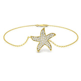 Natural Diamond, Starfish Bracelet, 18K White Gold, Pavé Diamond, Ocean Jewellery
