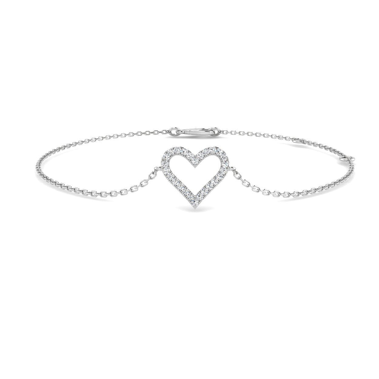 Diamond Heart Bracelet, Pave Diamond Jewelry, Romantic Gift For Her