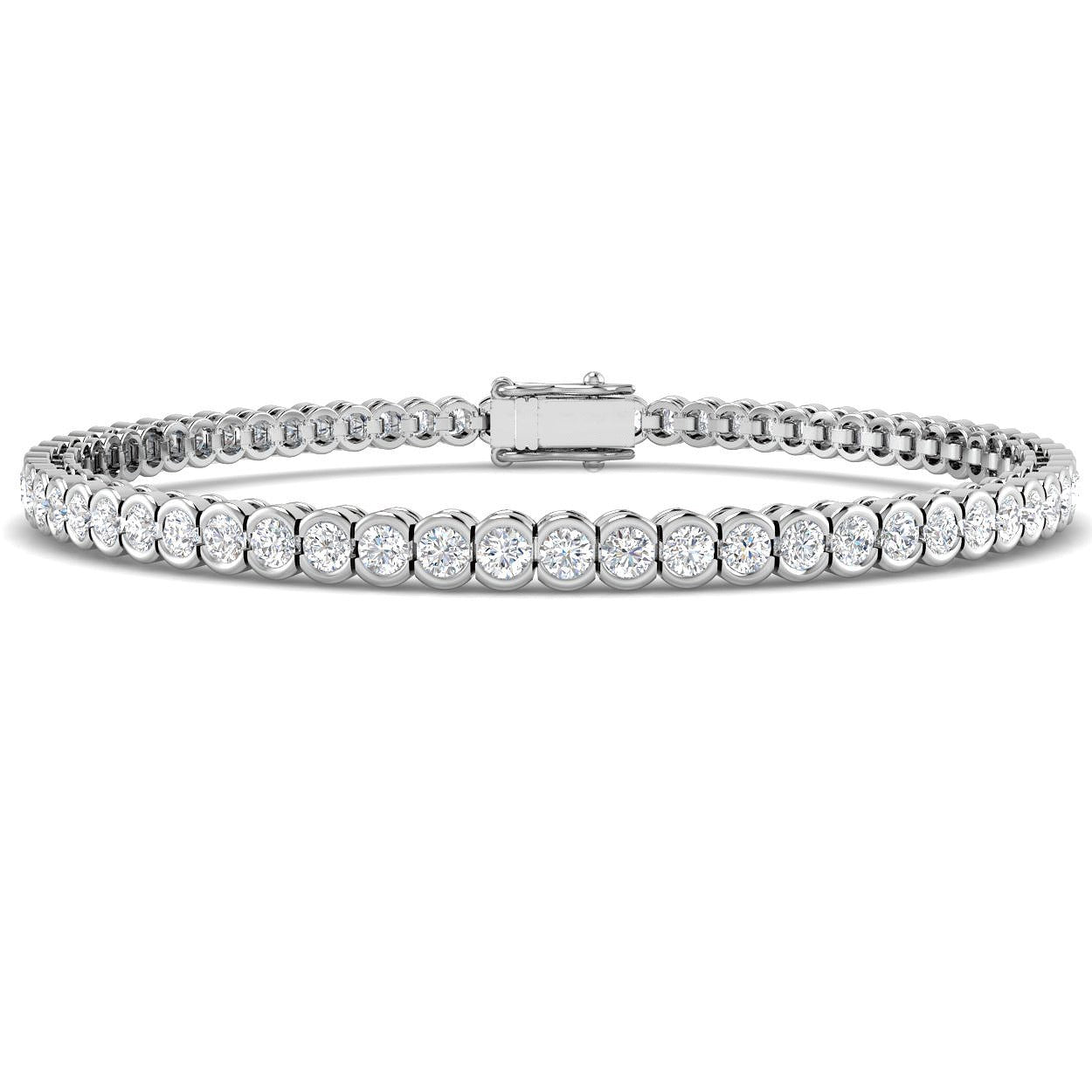 Lab Grown Diamond Bracelet, Diamond Tennis Bracelet, 9K White Gold Bracelet, Semi Bezel Diamond Bracelet