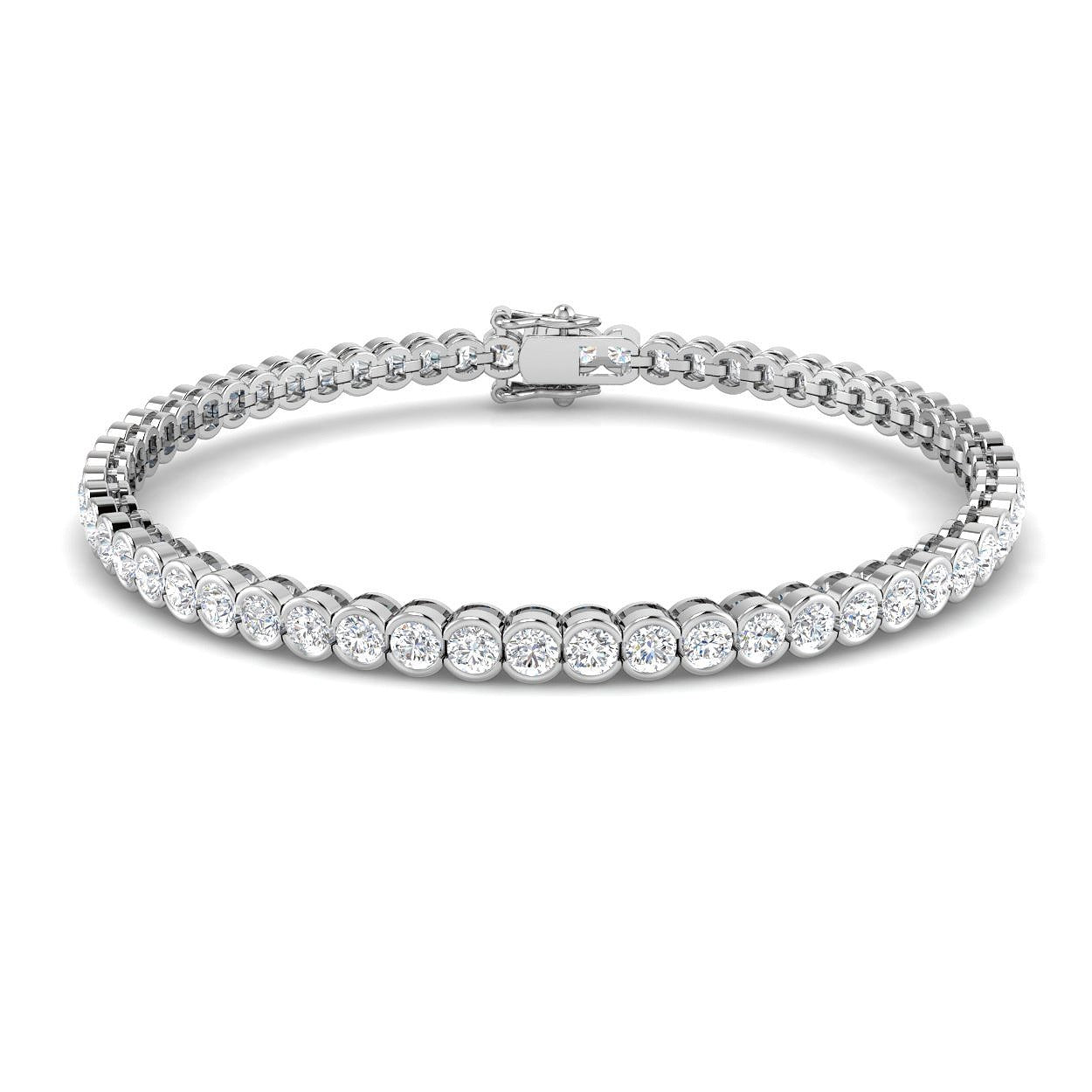 Lab Grown Diamond Bracelet, Diamond Tennis Bracelet, 9K White Gold Bracelet, Semi Bezel Diamond Bracelet