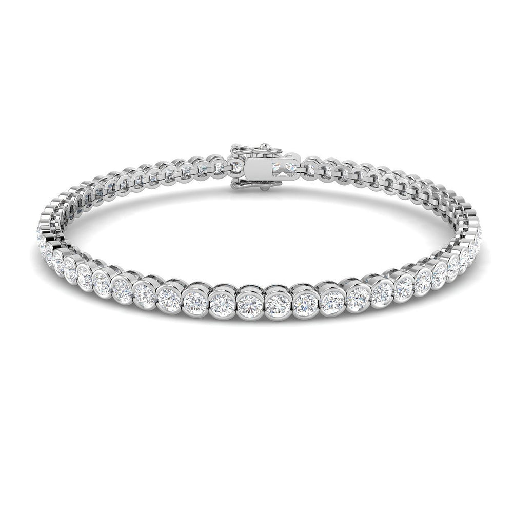 Lab Grown Diamond Bracelet, Diamond Tennis Bracelet, 9K White Gold Bracelet, Semi Bezel Diamond Bracelet