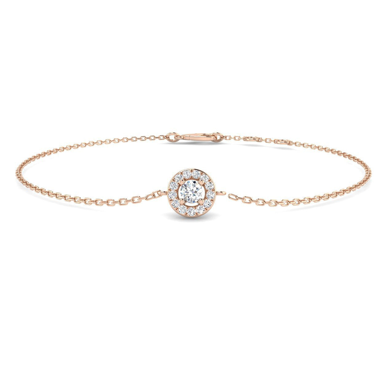 Clover Diamant-Kettenarmband mit Lünetten- und Pavé-Fassung aus Naturdiamanten in Platin