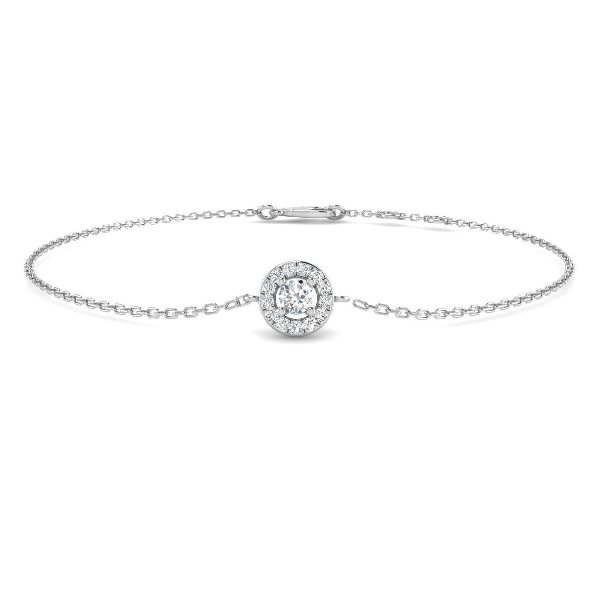 Clover Diamant-Kettenarmband mit Lünetten- und Pavé-Fassung aus Naturdiamanten in Platin