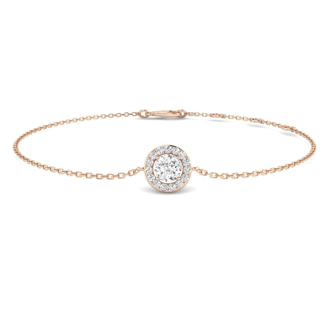 Clover Diamant-Kettenarmband mit Lünetten- und Pavé-Fassung aus Naturdiamanten in Platin