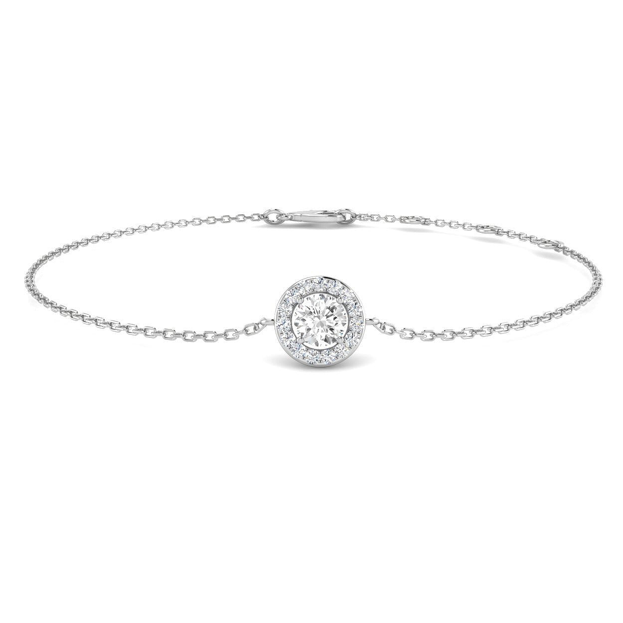 Clover Diamant-Kettenarmband mit Lünetten- und Pavé-Fassung aus Naturdiamanten in Platin
