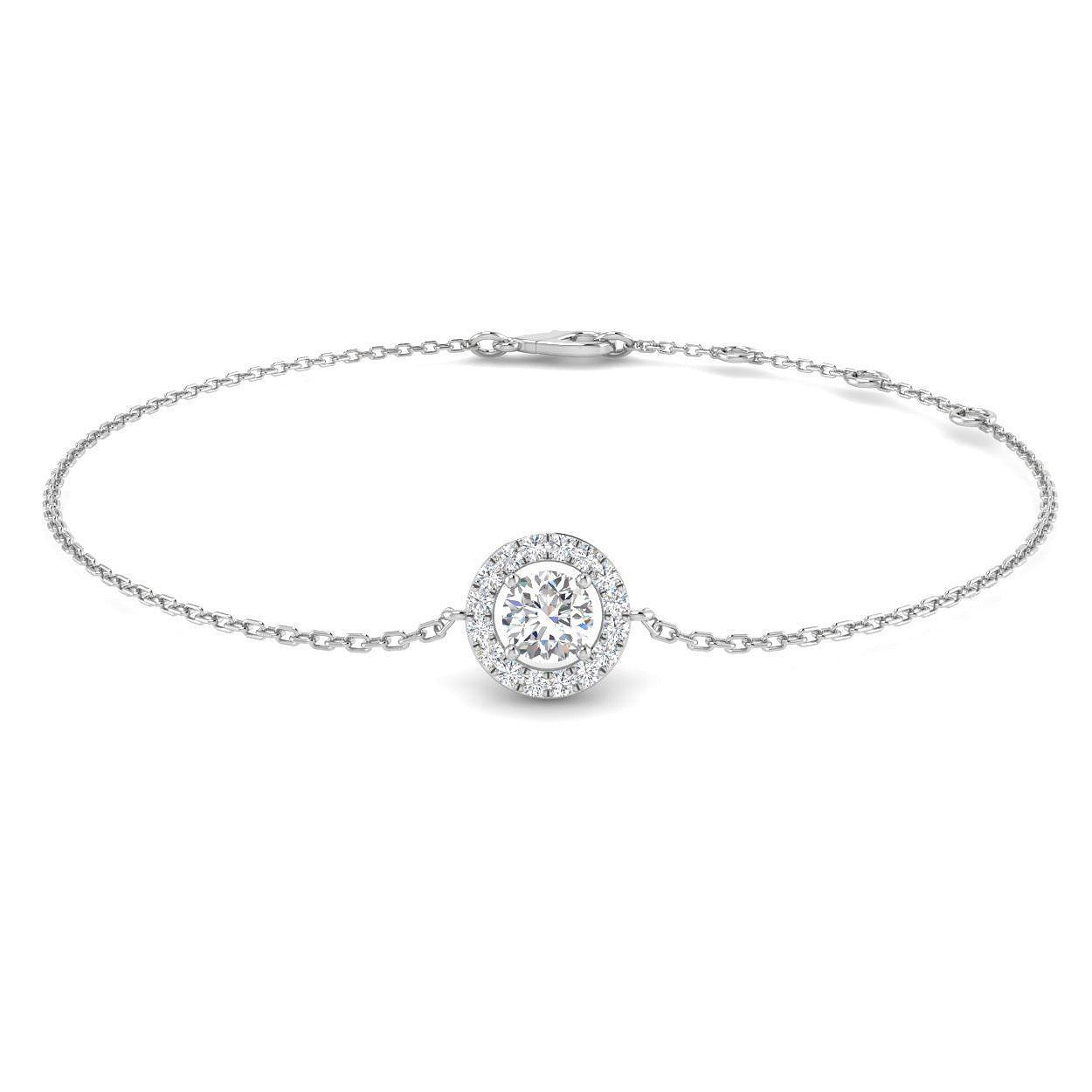 Clover Diamant-Kettenarmband mit Lünetten- und Pavé-Fassung aus Naturdiamanten in Platin