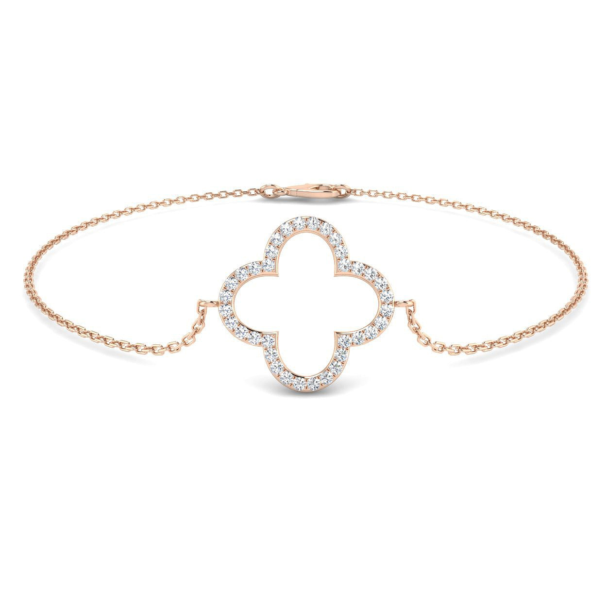 Clover Style Diamond Chain Bracelet in Gold or Platinum | Lab & Natural Diamonds