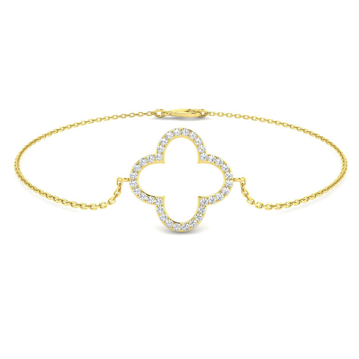 Clover Style Diamond Chain Bracelet in Gold or Platinum | Lab & Natural Diamonds