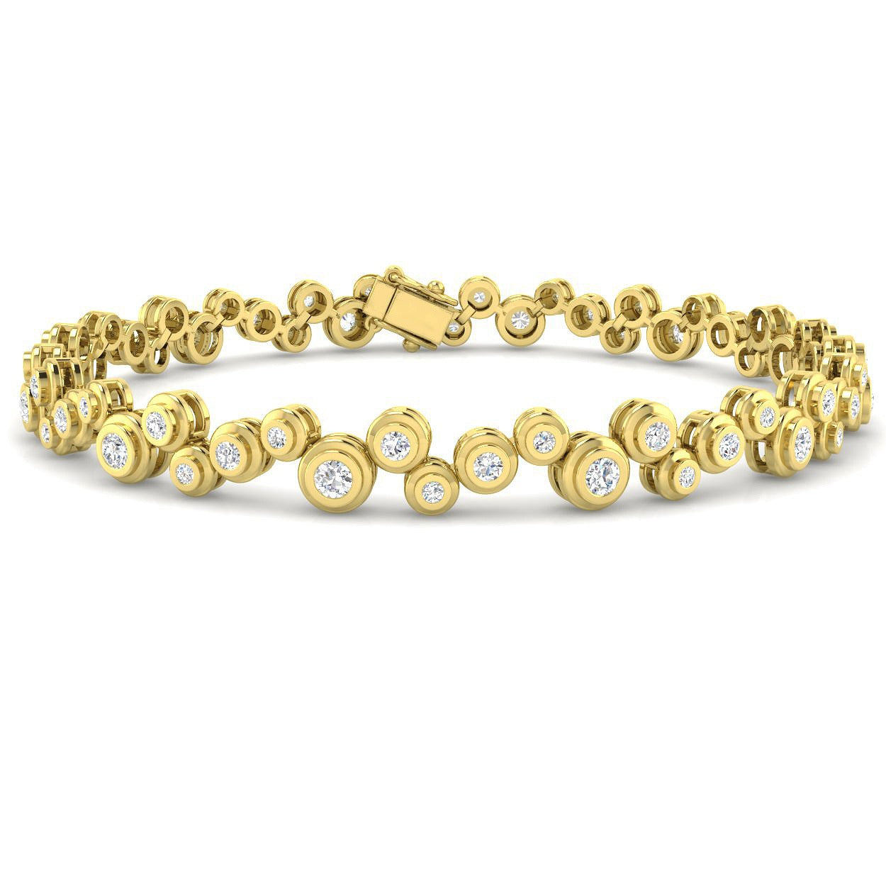 18K White Gold Bracelet, Round Diamond Bracelet, Luxury Diamond Bracelet, Fine Jewelry Bracelet