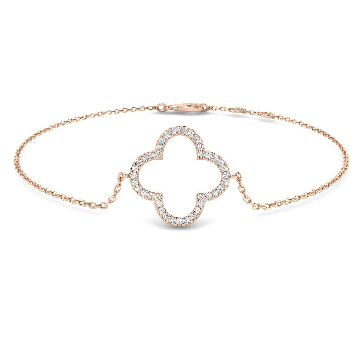 Clover Style Diamond Chain Bracelet in Gold or Platinum | Lab & Natural Diamonds