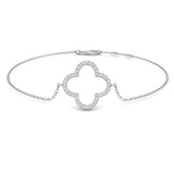 Natural Diamond Bracelet, Clover Diamond Bracelet, 9K White Gold Bracelet