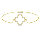 Pave Diamond Jewelry, Diamond Charm Bracelet, Gold Chain Bracelet, Four Leaf Clover Bracelet