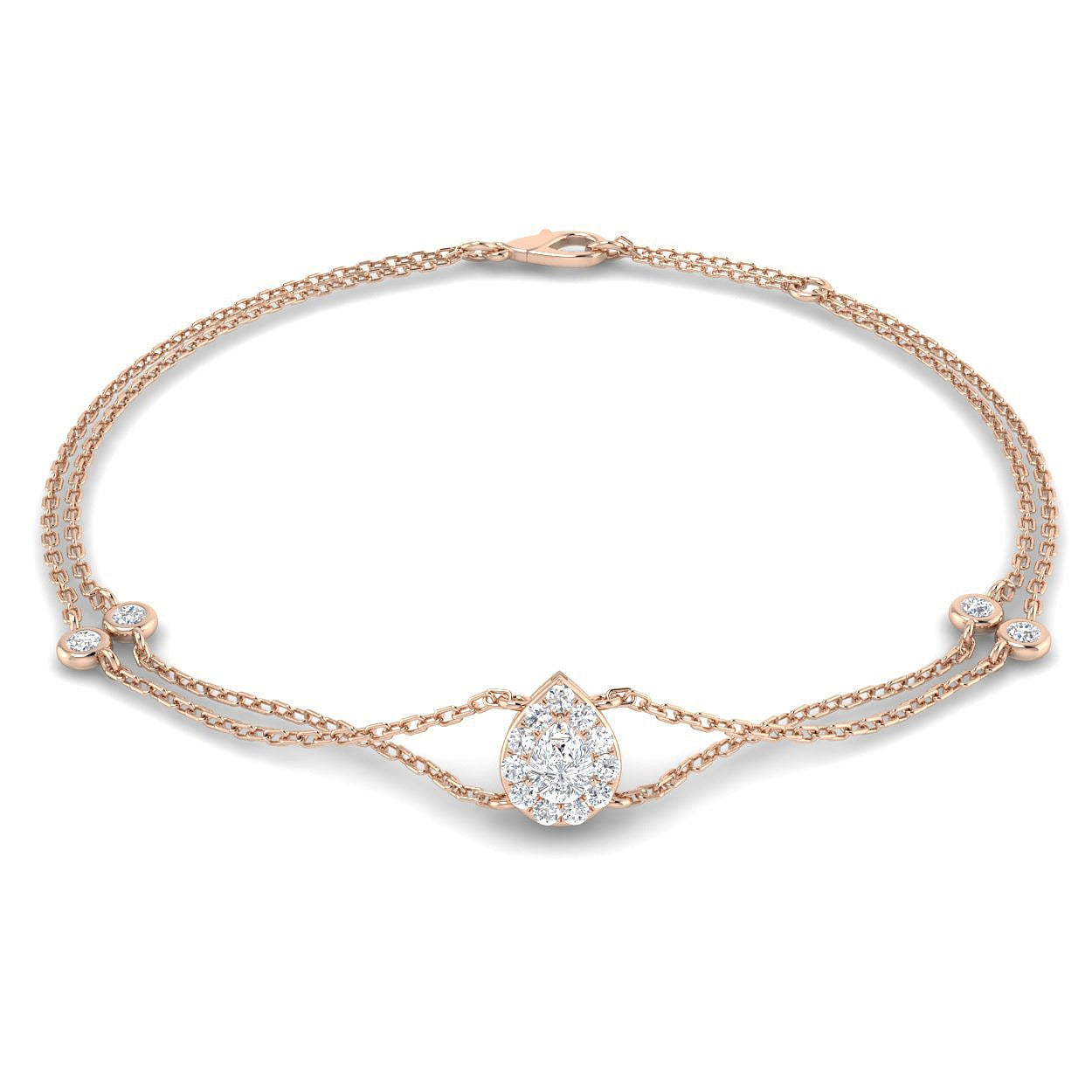 Lobster Clasp Gold Bracelet, Women Natural Diamond Bracelet