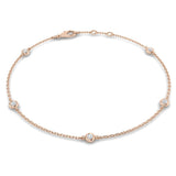 Round Cut Bezel Set Lab Grown Diamond Station Bracelet in 18K White Gold with Lobster Claw