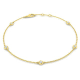Round Cut Bezel Set Lab Grown Diamond Station Bracelet in 18K White Gold with Lobster Claw
