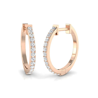 Natural/Lab-Grown Round Cut Diamond Hoop Earring in Gold - UK Hallmarked