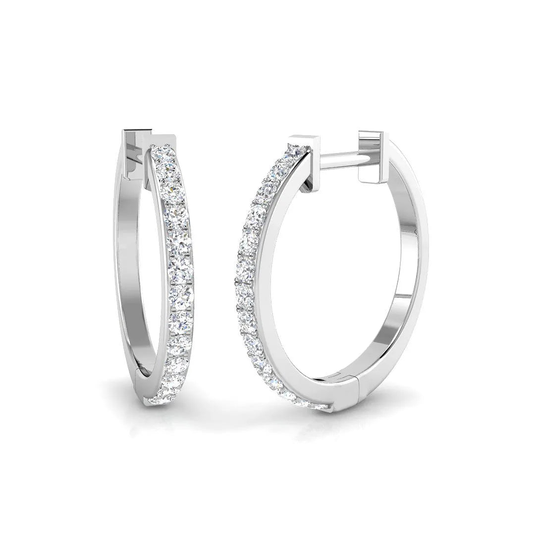 Natural/Lab-Grown Round Cut Diamond Hoop Earring in Gold - UK Hallmarked