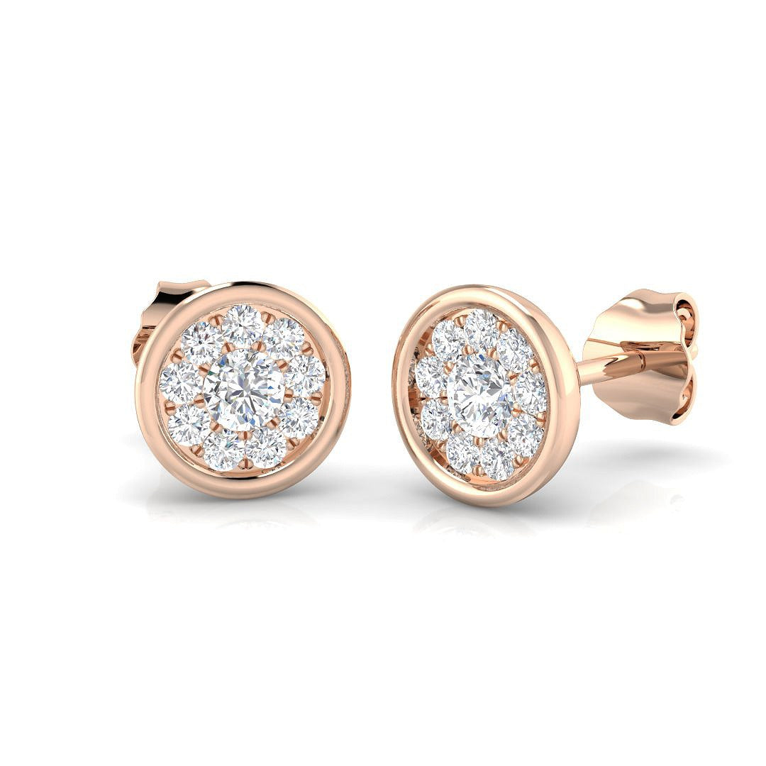 Elegant 0.25Ct Round Diamond Cluster Stud Earrings in White Gold