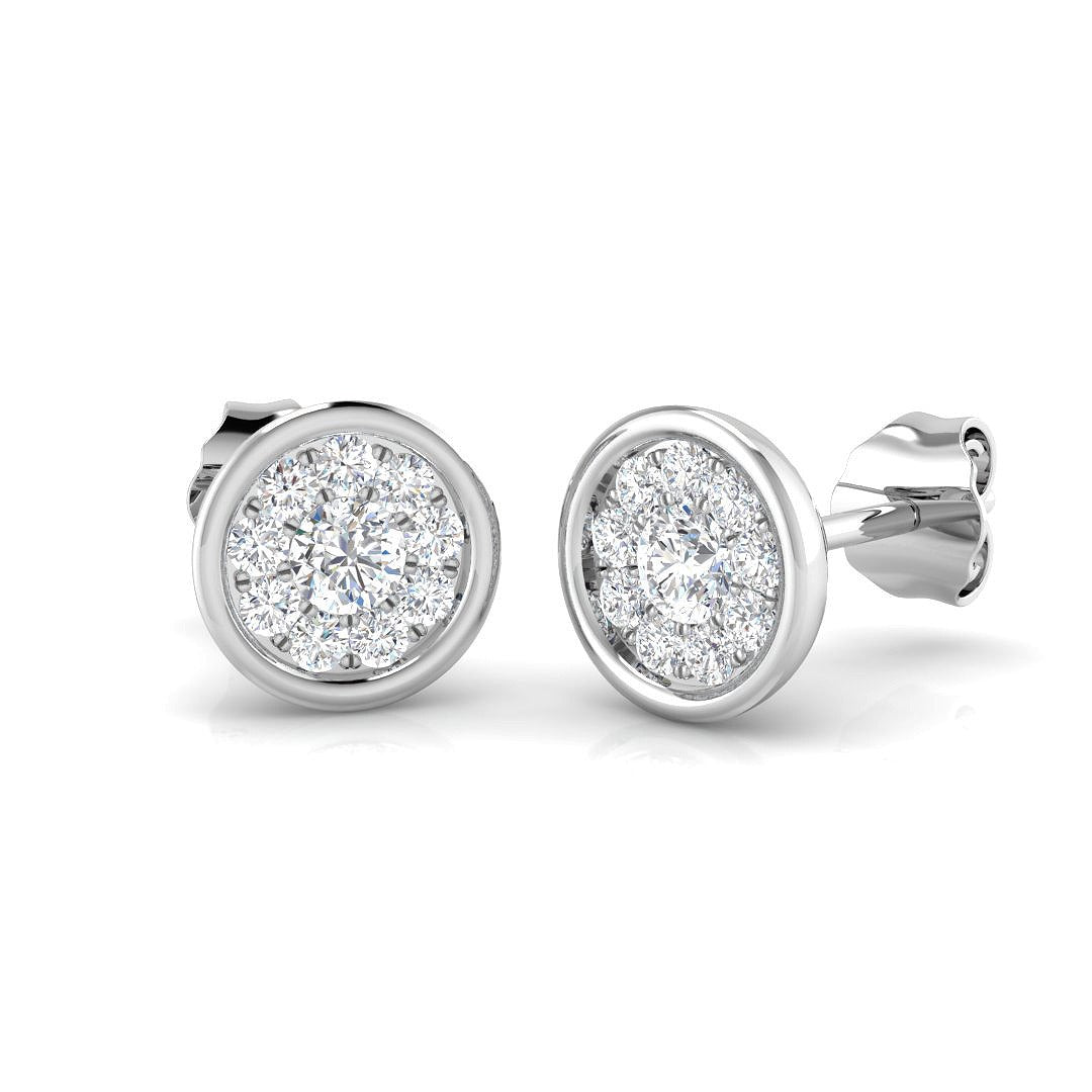 Elegant 0.25Ct Round Diamond Cluster Stud Earrings in White Gold
